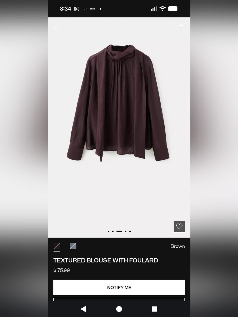Mango Plum Textured Foulard Blouse with Scarf Tie